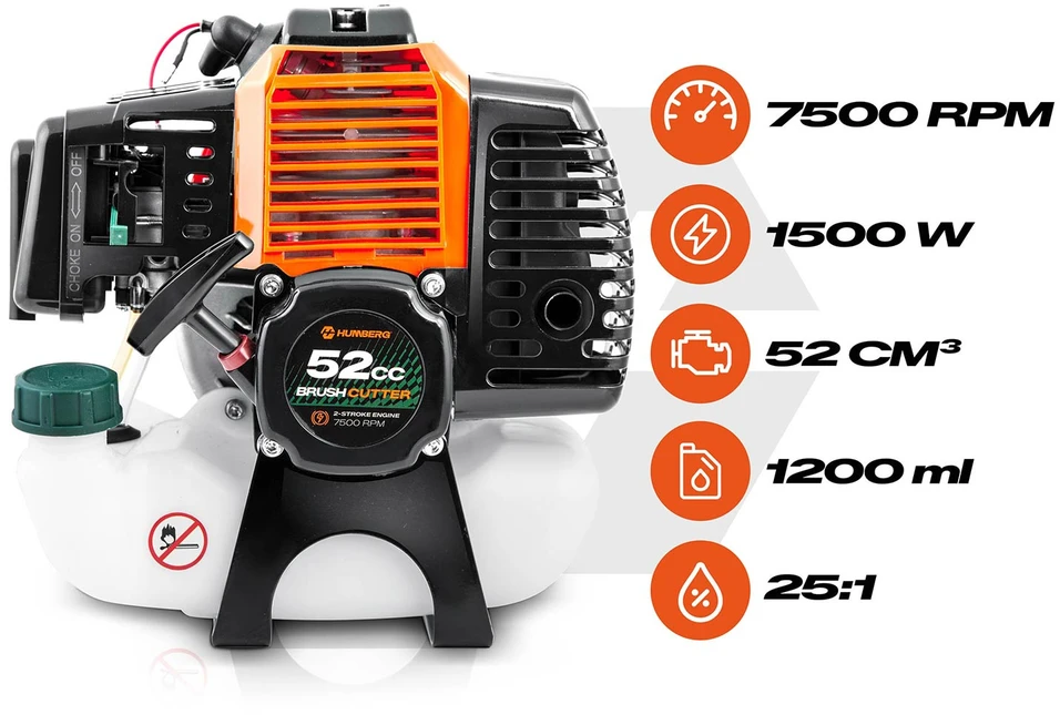 Silnik do kosy spalinowej podkaszarki 52 cc 7500 RPM Humberg HM-615