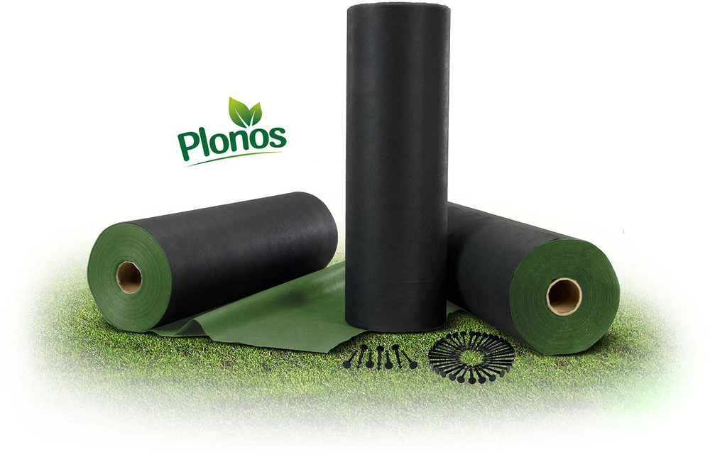 Sodo agrotekstilė 1,6 m x 100 m 90 g/m2 + 100 „Plonos“ smeigtukų - juoda ir žalia