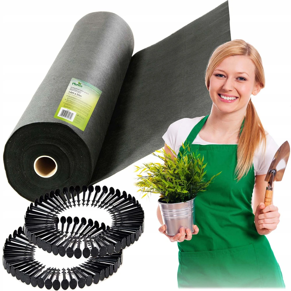 Sodo agrotekstilė 1,6 m x 50 m 70 g/m2 + 100 „Plonos“ smeigtukų - juoda
