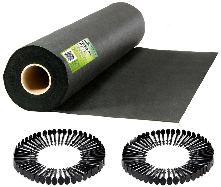 Sodo agrotekstilė 0,8 m x 100 m + 100 Plonos kaiščių