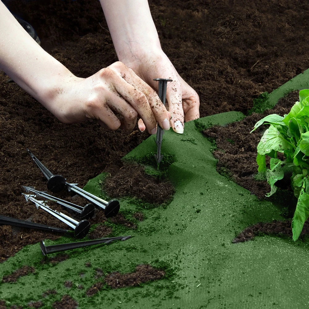 Sodo agrotekstilė 1,6 m x 50 m + 100 „Plonos“ kaiščių - žalia