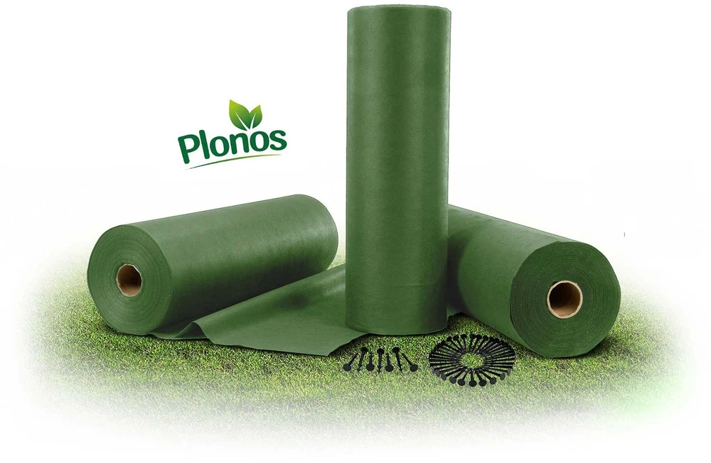 Sodo agrotekstilė 1,6 m x 50 m + 100 „Plonos“ kaiščių - žalia