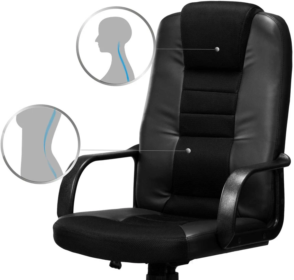 Sofotel Ergonomiška biuro kėdė, su mikro tinkleliu, reguliuojamu aukščiu, juosmens atrama, juoda kompiuterio kėdė, patogi stalo kėdė