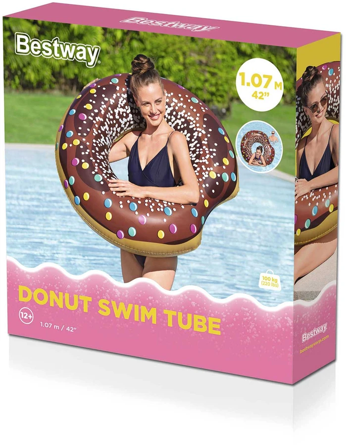 Pripučiamas paplūdimio ratas maudynėms rudas „Donut“ 107 cm „BESTWAY“