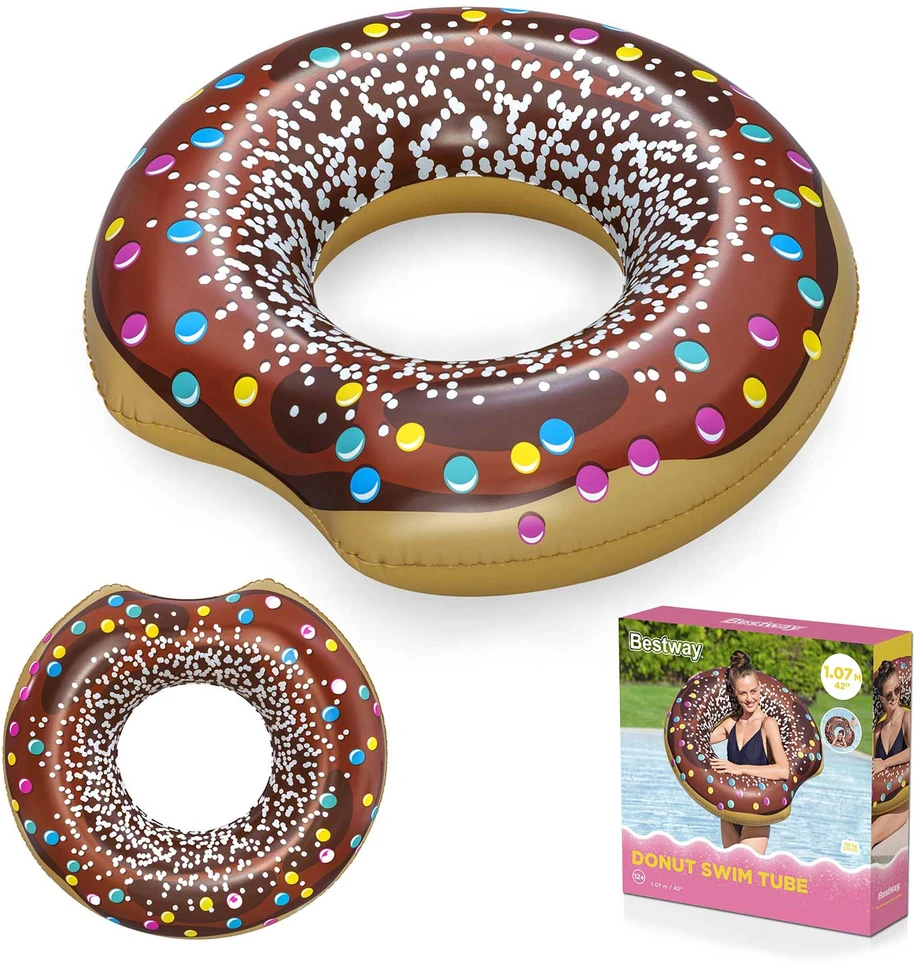 Pripučiamas paplūdimio ratas maudynėms rudas „Donut“ 107 cm „BESTWAY“