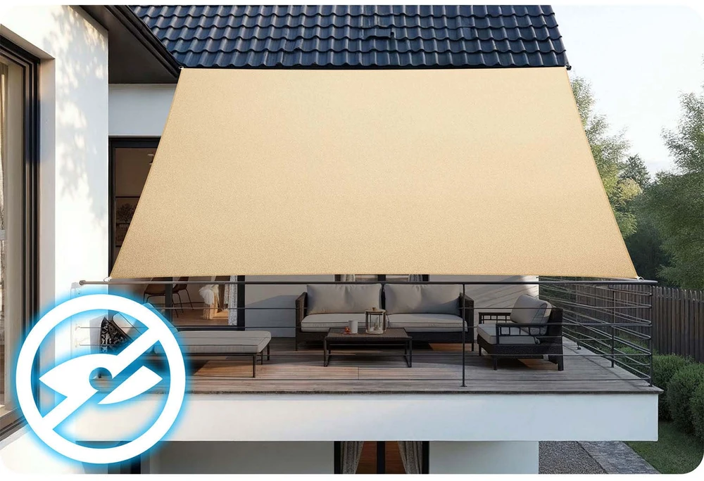 Stačiakampio atspalvio burė 3x4m Plonos PL-885 smėlio spalvos