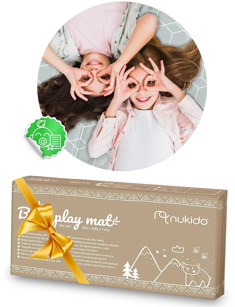 Sulankstomas edukacinis putplasčio kilimėlis 200 x 180 x 1 cm Nukido NK-340 ant žemės