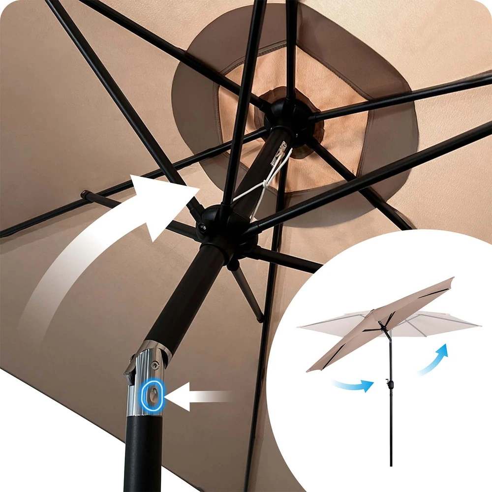 Sulankstomas sodo skėtis, 6 dalių, 300 cm, su uždanga, „Plonos PL-884“