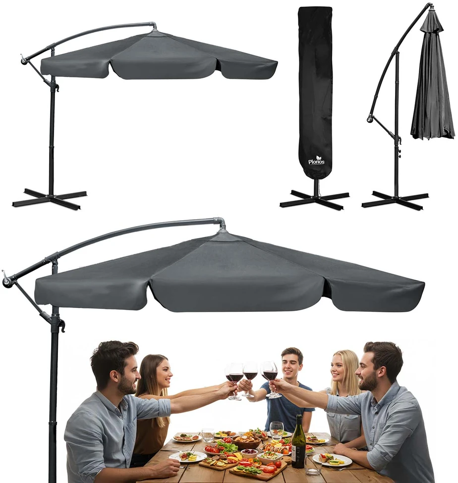 Sulankstomas sodo skėtis, 6 dalių, 350 cm, su uždanga, „Plonos PL-880“
