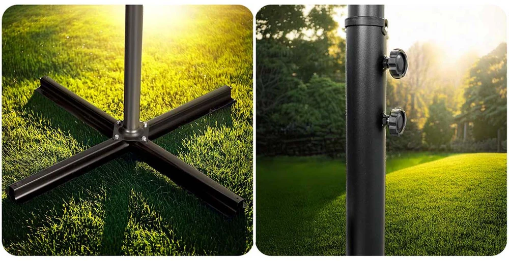 Sulankstomas sodo skėtis, 6 dalių, 350 cm, su uždanga, „Plonos PL-880“