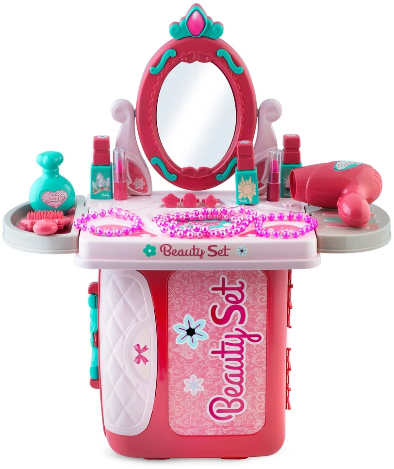 Tualetinis staliukas-lagaminas mergaitėms su veidrodžiu Ricokids 773300