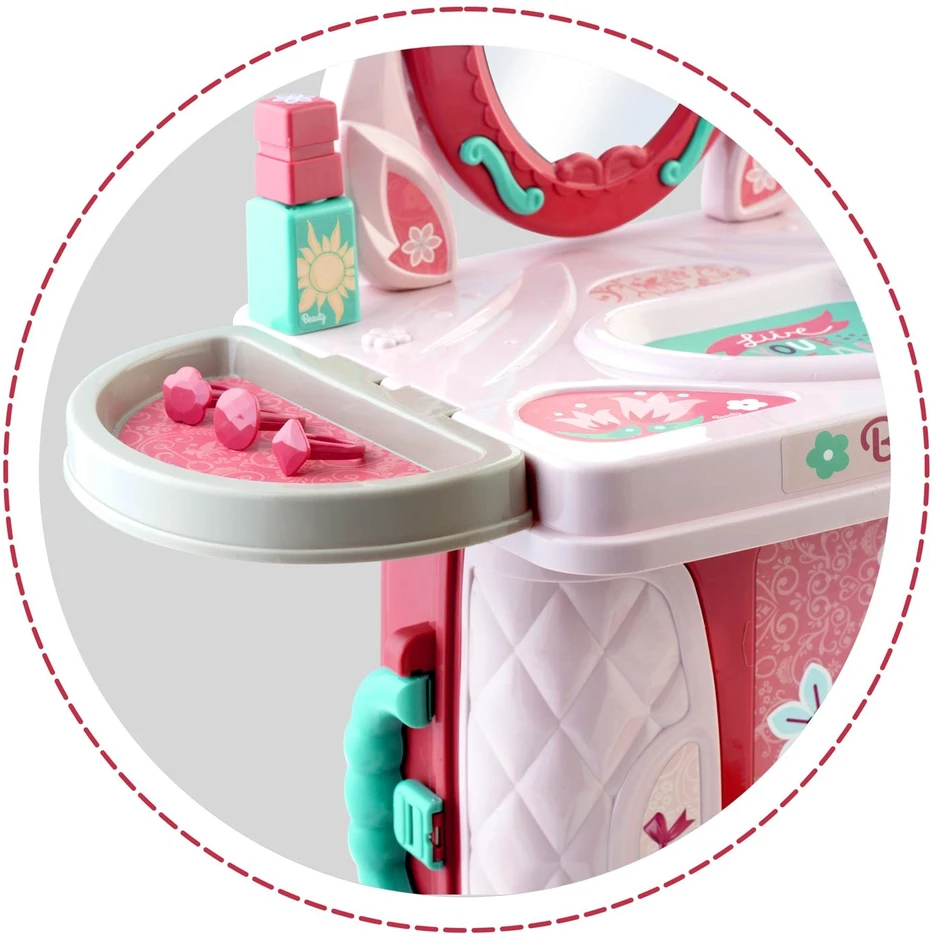 Tualetinis staliukas-lagaminas mergaitėms su veidrodžiu Ricokids 773300