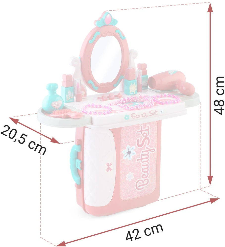 Tualetinis staliukas-lagaminas mergaitėms su veidrodžiu Ricokids 773300