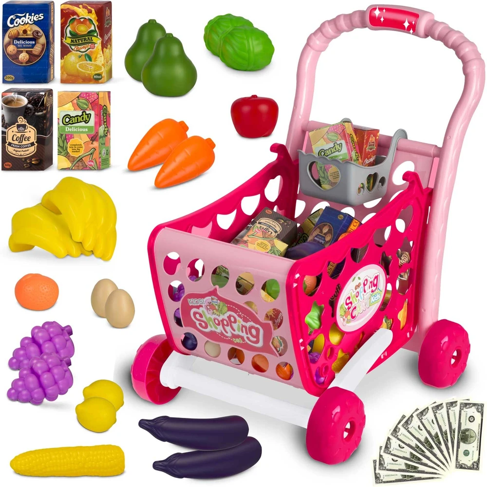 Nukido „Ricokids 773401“ rožinis pirkinių vežimėlis