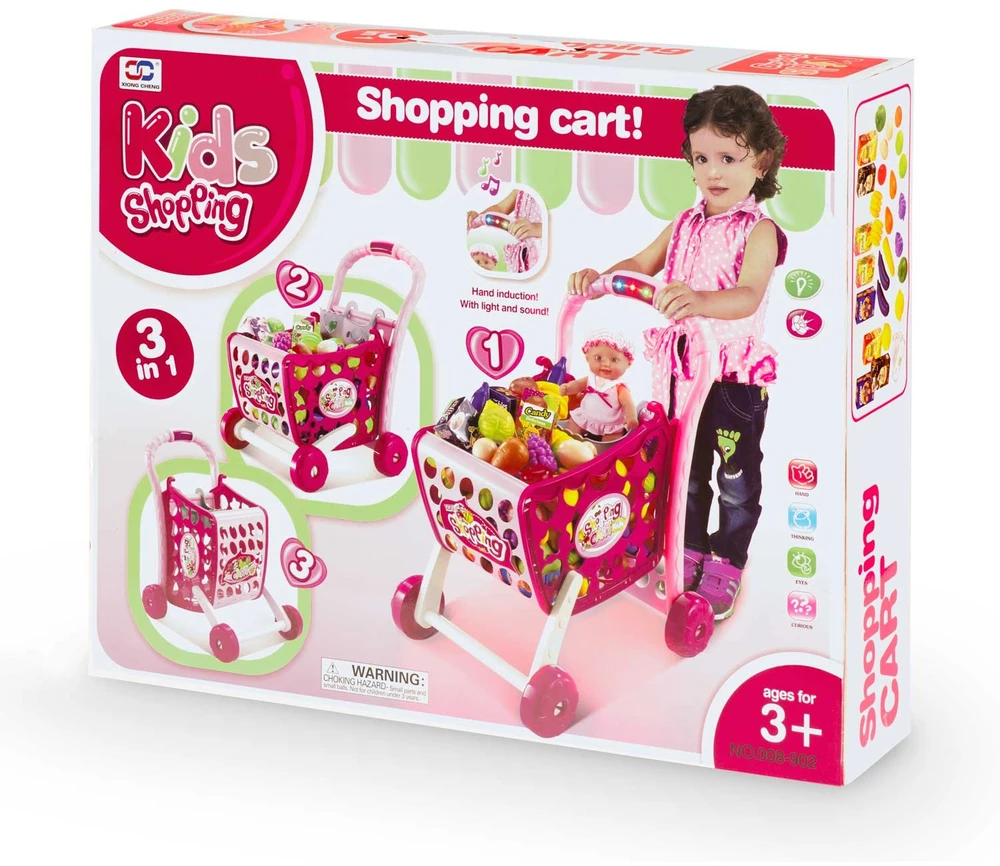 Nukido „Ricokids 773401“ rožinis pirkinių vežimėlis