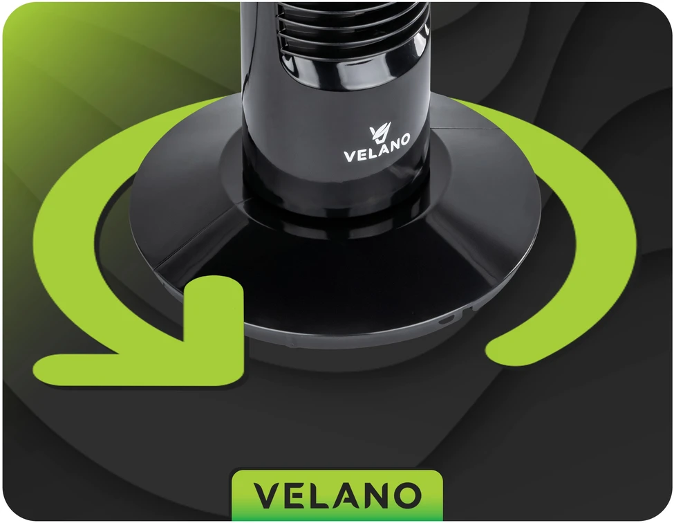Velano Koloninis ventiliatorius, su LED ekranu, nuotolinio valdymo pultu, osciliacija, 50W, 3 greičio nustatymai, laikmatis, miegamajam, svetainei, biurui