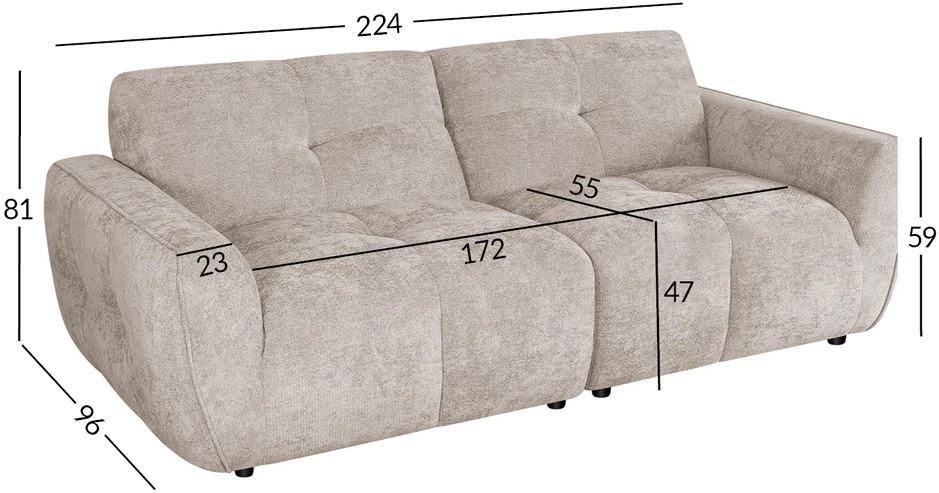 Home4You 3-vietė sofa „DAMALI“, šviesiai ruda