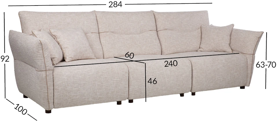 Home4You 4 vietų sofa „CALLA“, avižų baltumo spalvos