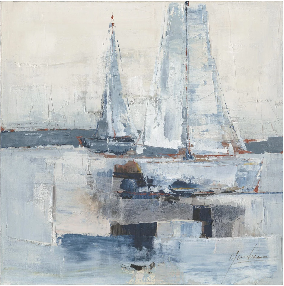 Aliejinė tapyba 100x100 cm, burlaiviai jūroje