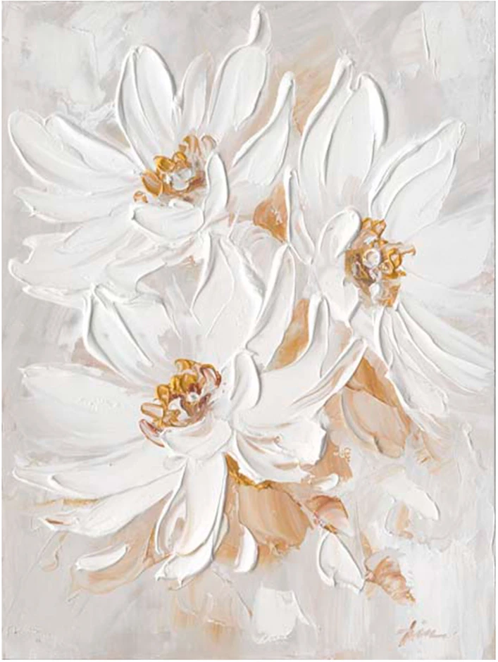 Aliejinė tapyba 60x80cm, trys baltos gėlės