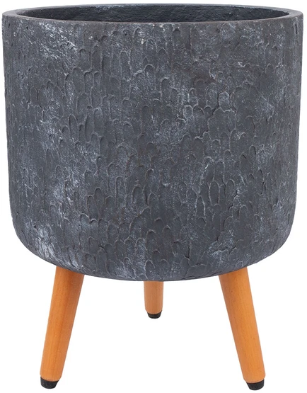 Home4You Gėlių vazonas EDEN D32xH26cm su kojelėmis, tamsiai pilkas
