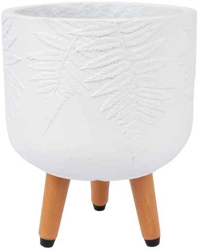Home4You Gėlių vazonas FERN D24xH29,5cm su kojelėmis, baltas