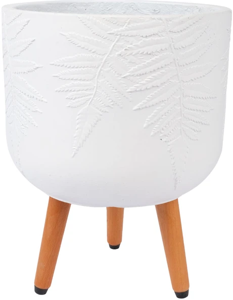 Home4You Gėlių vazonas FERN D30xH39,5cm su kojelėmis, baltas