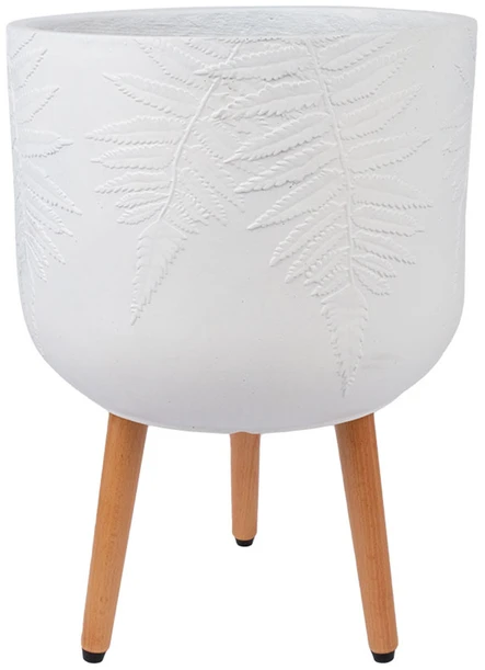 Home4You Gėlių vazonas FERN D37xH52cm su kojelėmis, baltas