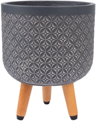 Home4You Gėlių vazonas PAO D24xH29,5cm su kojelėmis, tamsiai pilkas