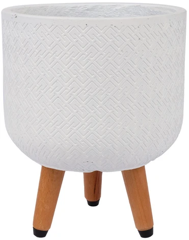 Home4You Gėlių vazonas SELENA D24xH29,5cm su kojelėmis, baltas