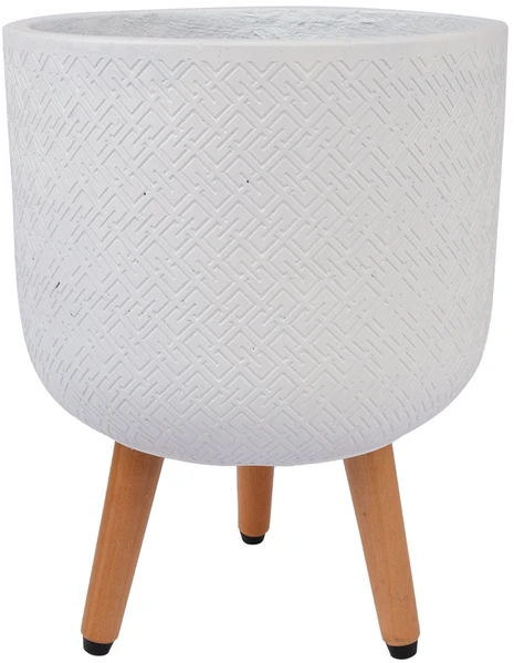 Home4You Gėlių vazonas SELENA D30xH39,5cm su kojelėmis, baltas