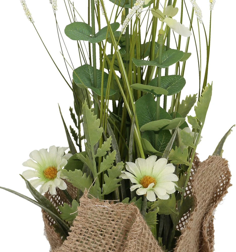 Home4You Dirbtinė gėlė GARDEN H35cm, baltas margainis, žolė su vazonu