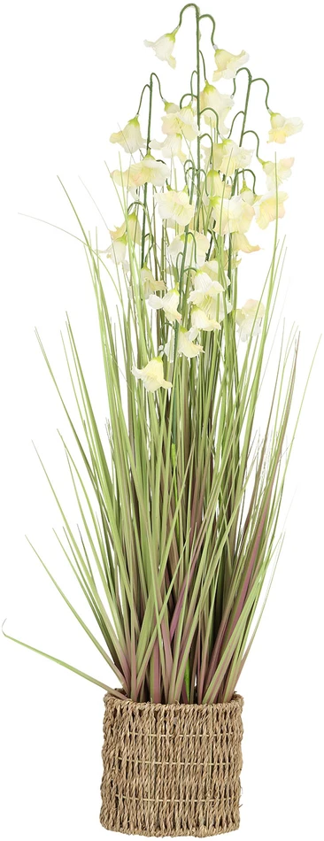 Home4You Dirbtinė gėlė SODE H87cm, balta campanula, žolė su vazonu