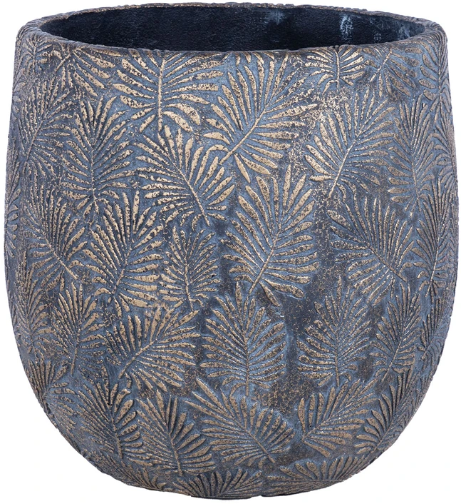 Gėlių vazonas „SUNNY CEDAR“, D34 x H33 cm, tamsiai pilkos ir auksinės spalvos
