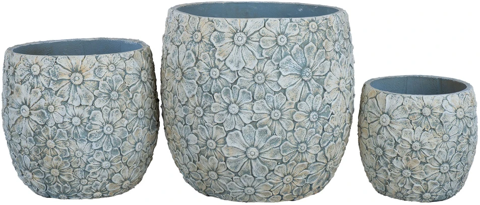 Gėlių vazonas „SUNNY DAISY“, D44,5 x H41 cm, baltas/pilkas