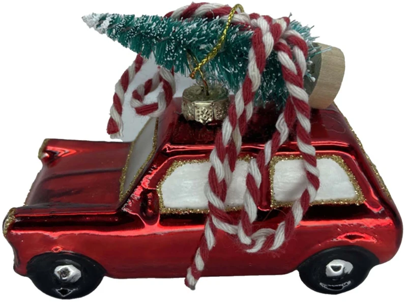 Kalėdinis papuošalas JOY CAR 10cm, stiklas