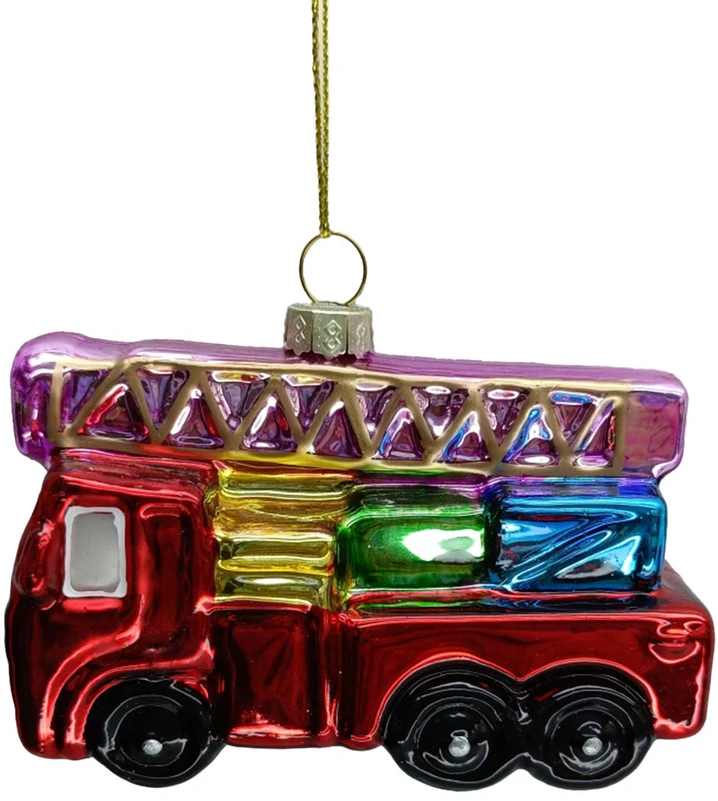 Kalėdinis papuošalas JOY FIRETRUCK 10cm, stiklas