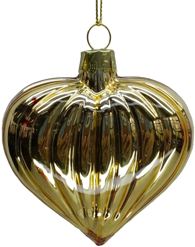 Kalėdinis papuošalas JOY HEART GOLD 8cm, stiklas