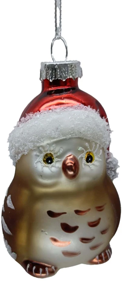 Kalėdinis papuošalas JOY OWL 8cm, stiklas