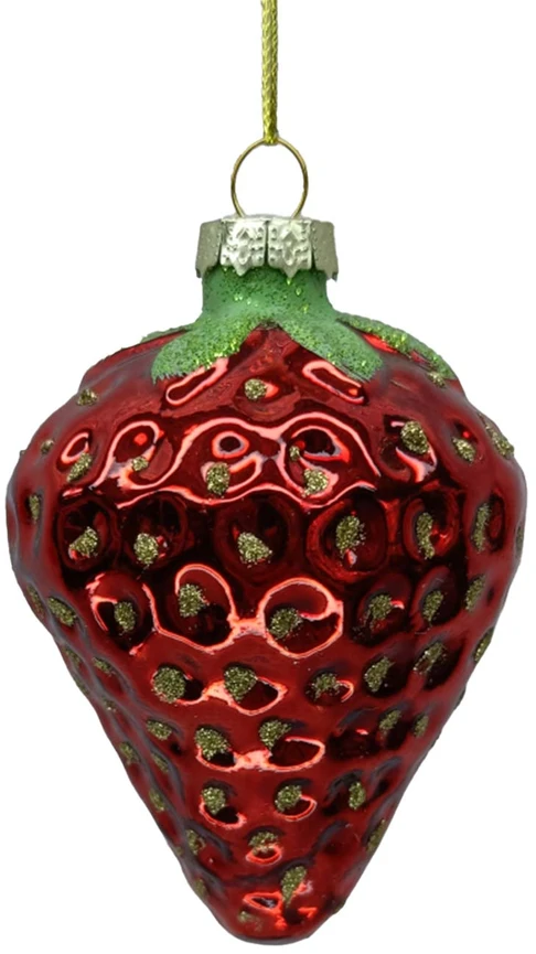 Kalėdinis papuošalas JOY STRAWBERRY 8,5 cm, stiklas