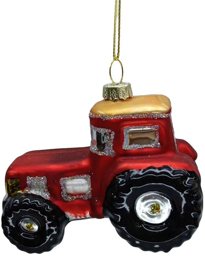 Kalėdinis papuošalas JOY TRACTOR 9cm, stiklas