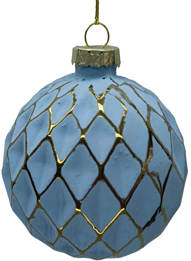 Kalėdinis žaisliukas JOY XMAS Mėlynas D8cm, stiklinis