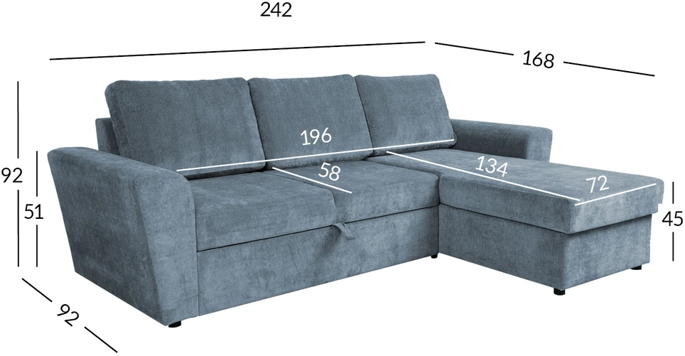 Home4You Kampinė sofa-lova INGMAR Jūros mėlyna