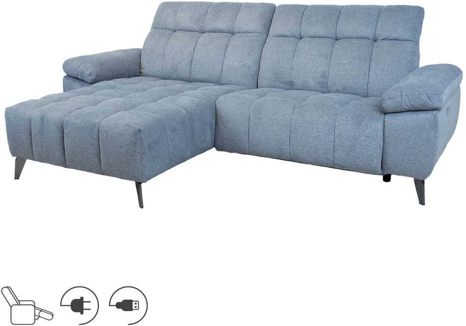 Home4You Elektrinė kampinė sofa LUZERN kairysis kampinis
