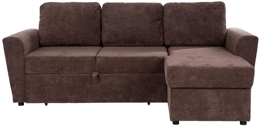Home4You Kampinė sofa-lova su daiktadėže, ruda, 217 x 92/160 x 88 cm