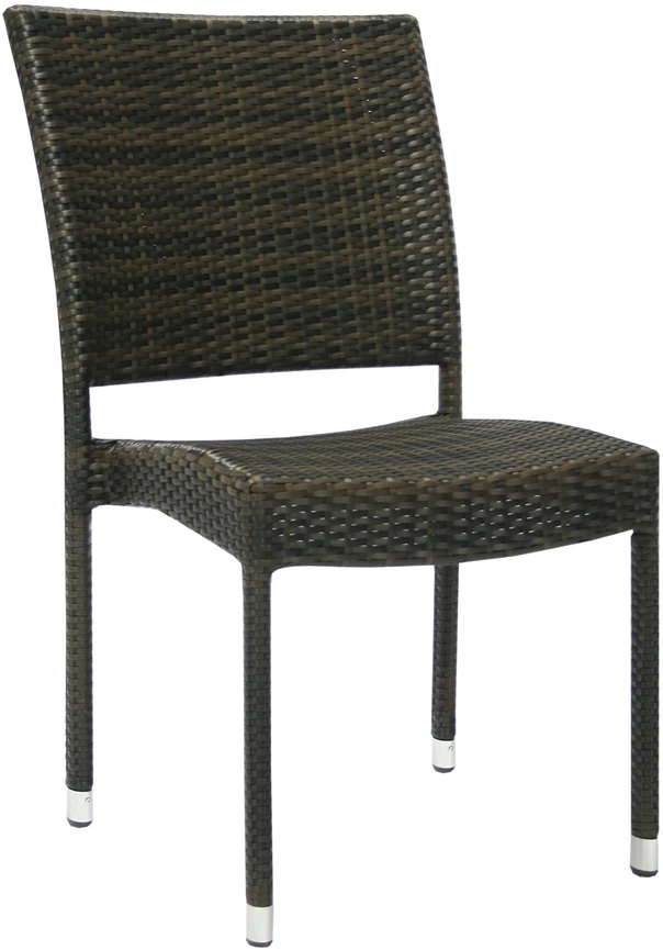 Home4You Kėdė WICKER-3, 60x49,5xH92,5cm, rėmas: aliumininis su plastikinių vytelių apdaila, spalva: tamsiai ruda