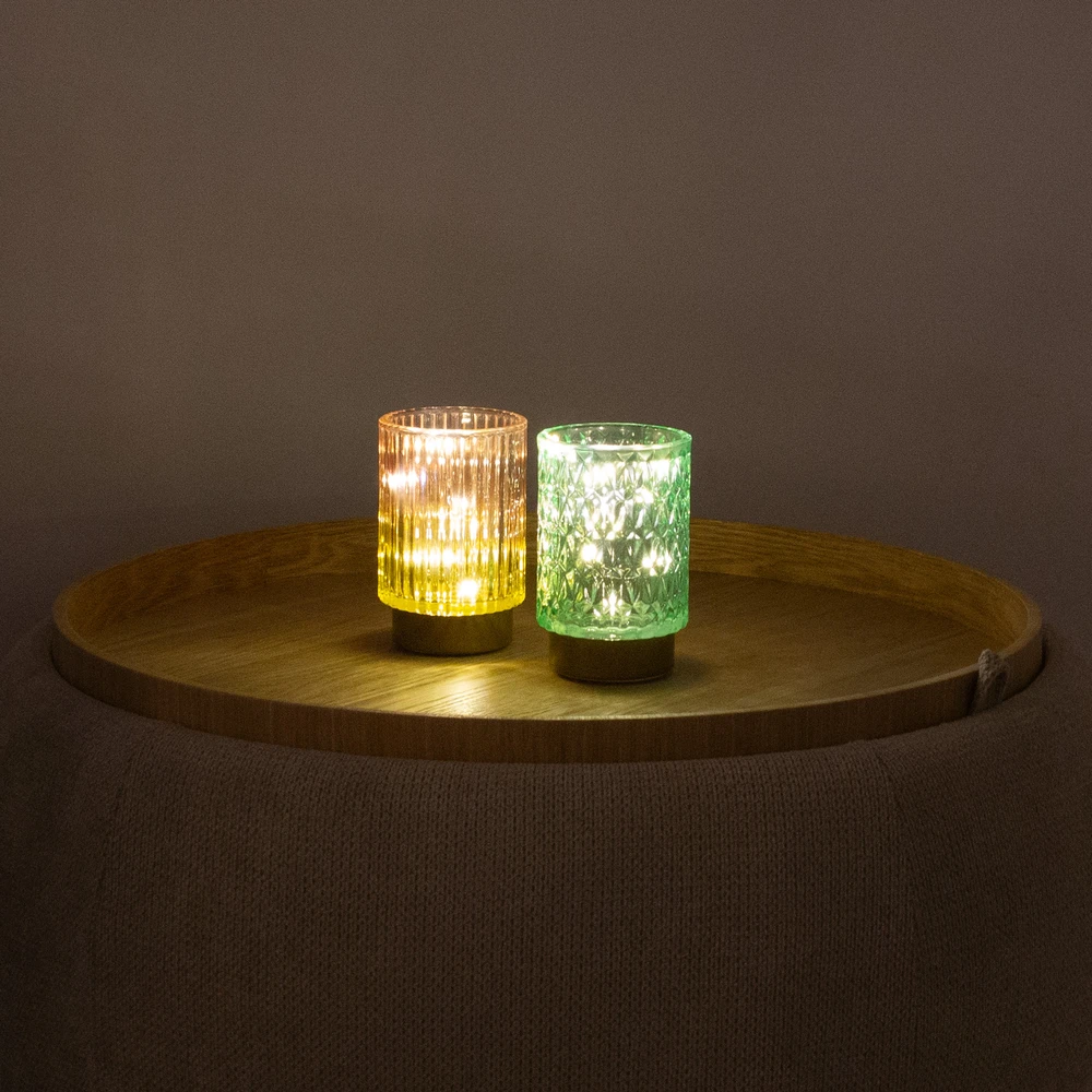 LED šviestuvas WINGS AMBER H13cm jūros žalios spalvos, su taimeriu