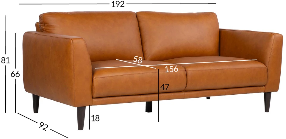 Lova 3-vietė sofa „HAVANNA“, konjako rudos spalvos