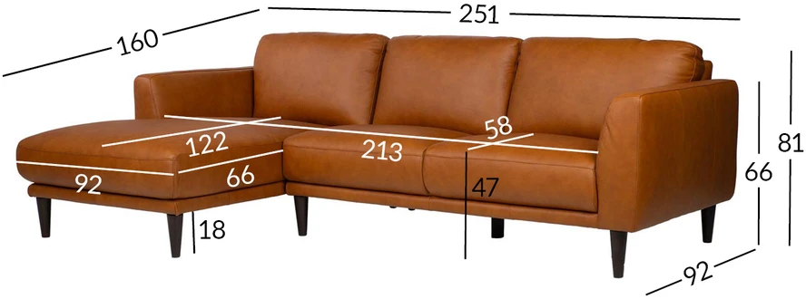 Lova Kampinė sofa „HAVANNA LC“, konjako rudos spalvos