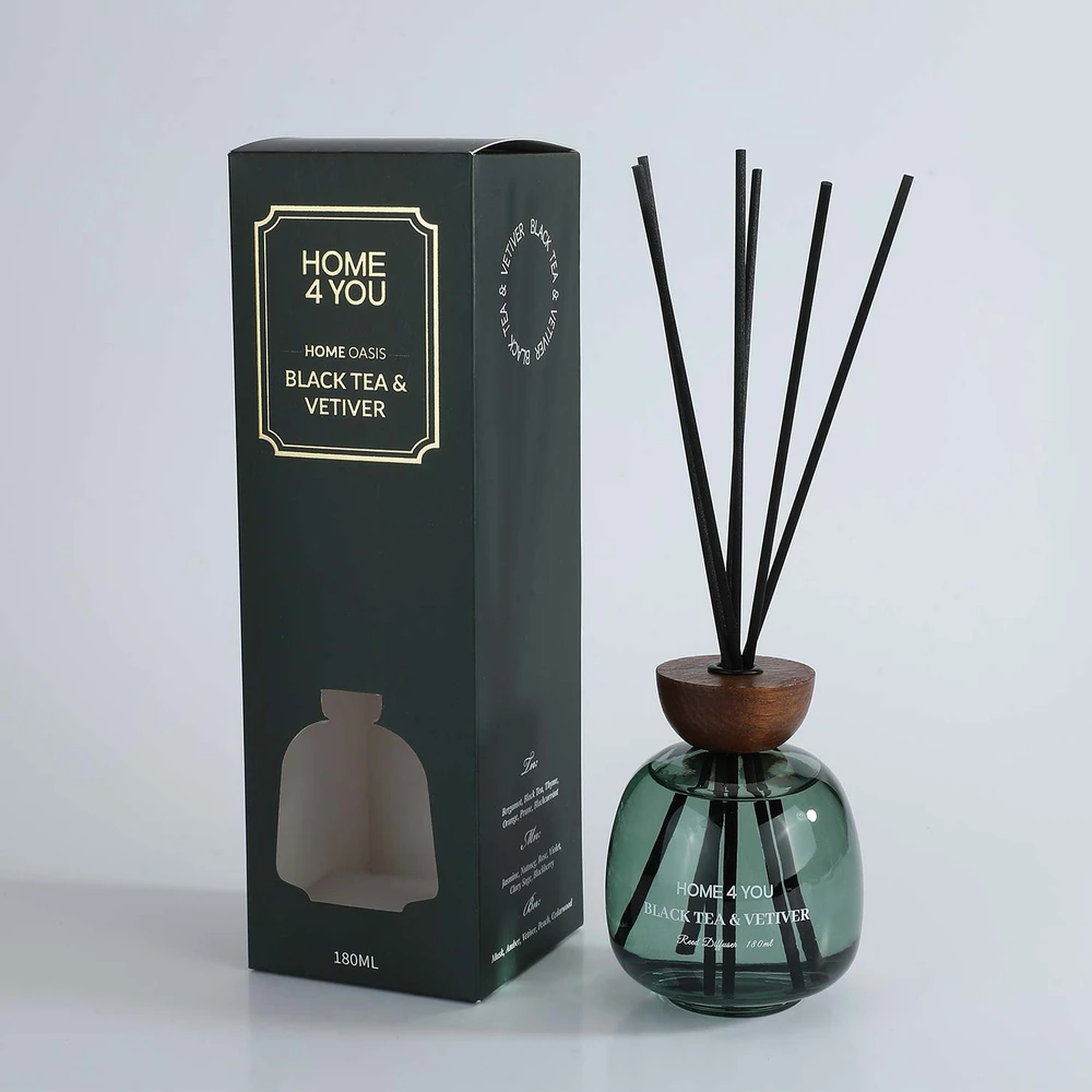 Home4You Nendrinis difuzorius HOME OASIS 180ml Juodoji arbata ir vetiverija